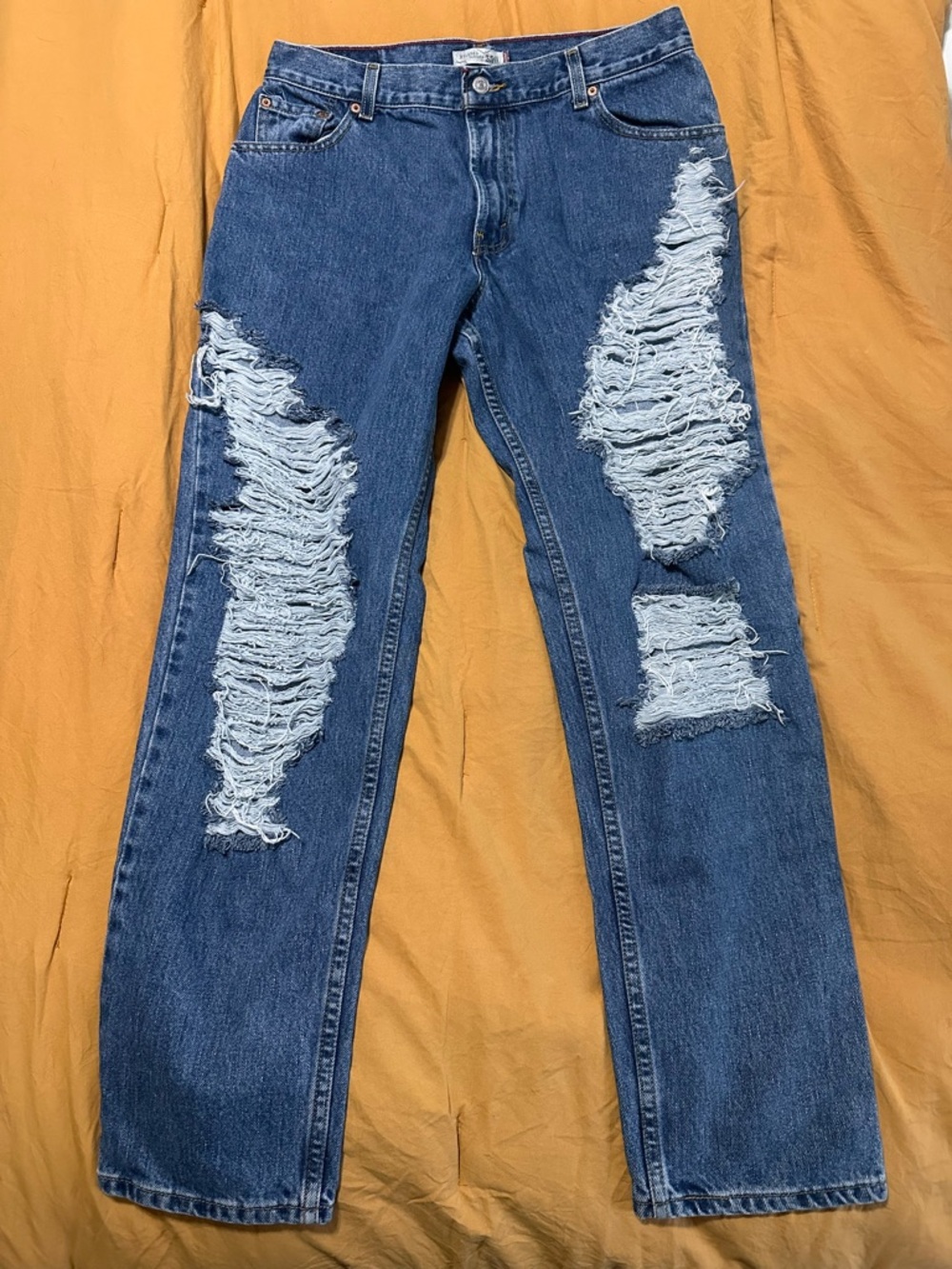 Levi's Blue Ripped Straight-Leg Jeans